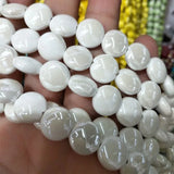 60PCS Ceramic Beads Coin Shape 12MM for Women Jewelry Porcelain