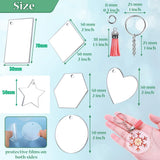 60PCS Clear Acrylic Keychain Blanks DIY Craft Supplies with Tassel Charms