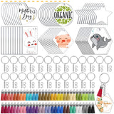 60PCS Clear Acrylic Keychain Blanks DIY Craft Supplies with Tassel Charms