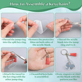 60PCS Clear Acrylic Keychain Blanks DIY Craft Supplies with Tassel Charms