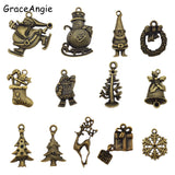 60PCS Christmas Charms Mix Santa Claus Jewelry Findings Keychain