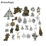 60PCS Christmas Charms Mix Santa Claus Jewelry Findings Keychain