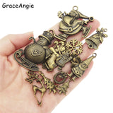 60PCS Christmas Charms Mix Santa Claus Jewelry Findings Keychain