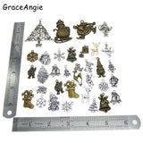 60PCS Christmas Charms Mix Santa Claus Jewelry Findings Keychain
