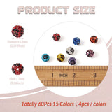 60Pcs 10mm Clay Pave Rhinestone Beads Crystal Ball Spacer Charm DIY Jewelry