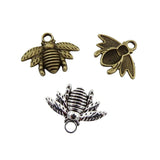 60Pcs Bee Charms Antique Bronze/Silver Plated Pendant DIY Jewelry