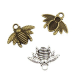 60Pcs Bee Charms Antique Bronze/Silver Plated Pendant DIY Jewelry