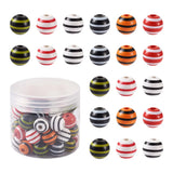 60Pcs 6 Colors Cherry Wood Beads Round Stripe Pattern Mixed 15x16mm Hole: 4mm