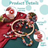 60Pcs 6 Colors Cherry Wood Beads Round Stripe Pattern Mixed 15x16mm Hole: 4mm