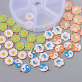 60Pcs Enamel Yin Yang Charm for Jewelry Making Tai Chi Pendant