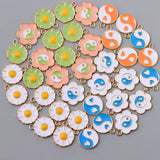 60Pcs Yin Yang Flower Charms Kits DIY Earrings Bracelets Necklaces Jewelry