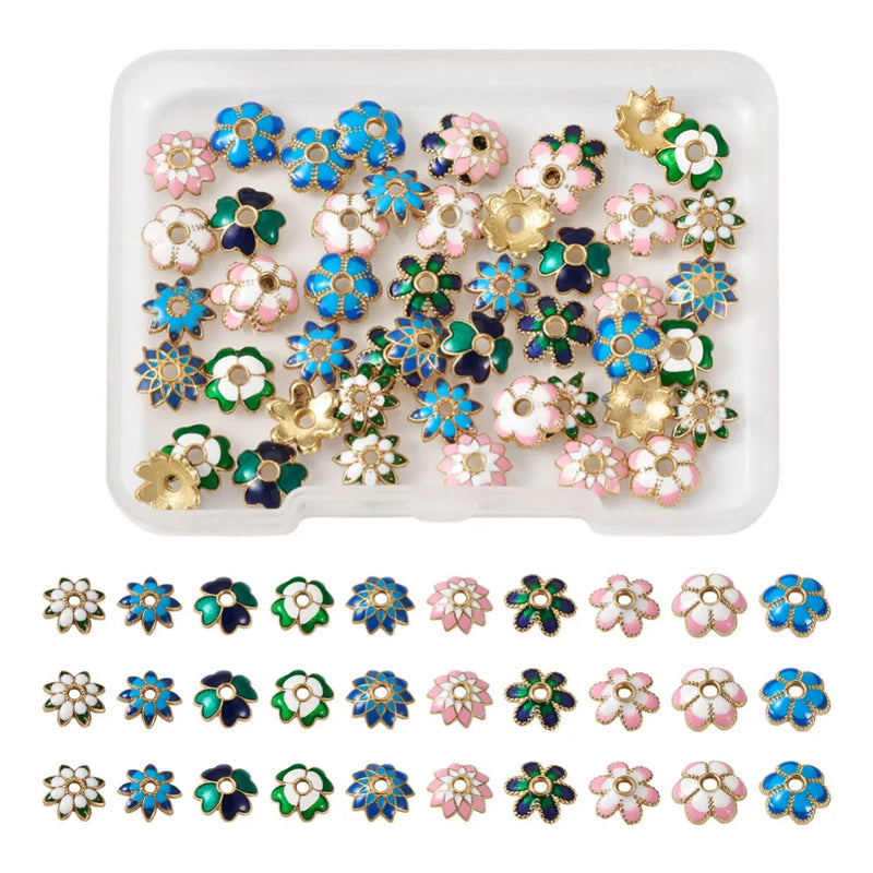 60pcs Colorful Flower Bead Caps for Jewelry Making DIY
