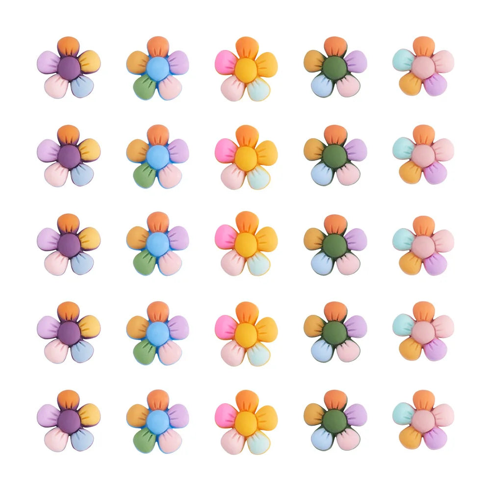 60Pcs Colorful Flower Resin Cabochons for DIY Jewelry Making
