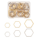 60Pcs Stainless Steel Hexagon Charms Pendants for DIY Jewelry Making