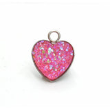 60Pcs 13mm Heart Stainless Steel Glitter Druzy Pendant Colorful DIY Jewelry