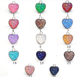 60Pcs 13mm Heart Stainless Steel Glitter Druzy Pendant Colorful DIY Jewelry