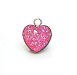 60Pcs 13mm Heart Stainless Steel Glitter Druzy Pendant Colorful DIY Jewelry