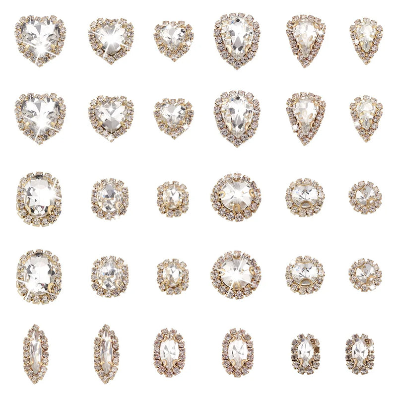 60Pcs Alloy Glass Rhinestone Beads Charms For Necklace DIY Wedding Dress