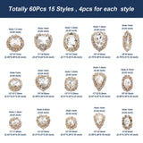 60Pcs Alloy Glass Rhinestone Beads Charms For Necklace DIY Wedding Dress