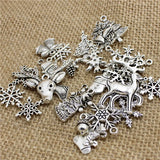 60Pcs Christmas Charms Pendants, Antique Tone, Mixed Designs