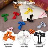 60Pcs Mixed Wooden Hollow Cross Charms for Jewelry Making