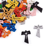 60Pcs Mixed Wooden Hollow Cross Charms for Jewelry Making