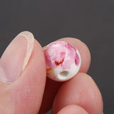 60Pcs Mixed Flower Pattern Ceramic Beads 12mm Round