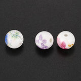 60Pcs Mixed Flower Pattern Ceramic Beads 12mm Round