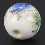 60Pcs Mixed Flower Ceramic Beads 12mm Round