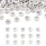 60Pcs Natural Shell Beads Coin Metal Star Moon Heart Pattern DIY Jewelry Making