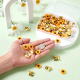 60Pcs Resin Bee Sunflower Flower Pendants Charms For Jewelry Making