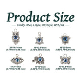 60Pcs/Set Flower Eye Sea Turtle Pendant Evil Eye Tibetan Style Alloy DIY Jewelry