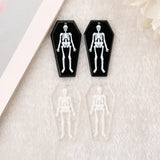 60Pcs Skull Coffin Board Halloween Charms for DIY Jewelry Making