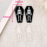 60Pcs Skull Coffin Board Halloween Charms for DIY Jewelry Making
