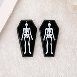 60Pcs Skull Coffin Board Halloween Charms for DIY Jewelry Making