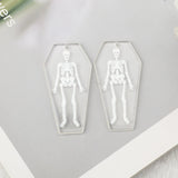60Pcs Skull Coffin Board Halloween Charms for DIY Jewelry Making