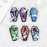 60Pcs Spooky Halloween Coffin Charms for Earring Necklace DIY Making