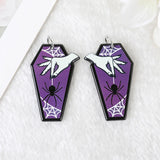 60Pcs Spooky Halloween Coffin Charms for Earring Necklace DIY Making