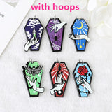 60Pcs Spooky Halloween Coffin Charms for Earring Necklace DIY Making