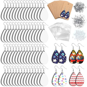 60Pcs Sublimation Earrings Blank Custom Print DIY Unfinished Pendant