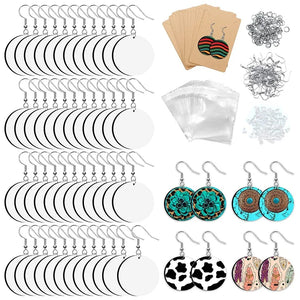 60Pcs Sublimation Earrings Blank Custom Print DIY Unfinished Pendant
