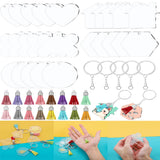 60Pcs Heart Acrylic Key Chain Blank with Leather Tassel Pendant Kits