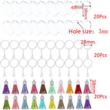 60Pcs Heart Acrylic Key Chain Blank with Leather Tassel Pendant Kits