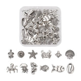 60Pcs Ocean Jewelry Beads Silver Animal Charms For Bracelet Necklace Making