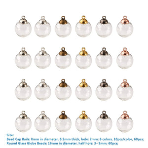 60Pcs Clear Glass Bottle Charms Mini Empty Bottles Pendant for Jewelry Making