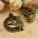 60Pcs Rabbit Clock Charms Cartoon Animal Charms for Key Rings