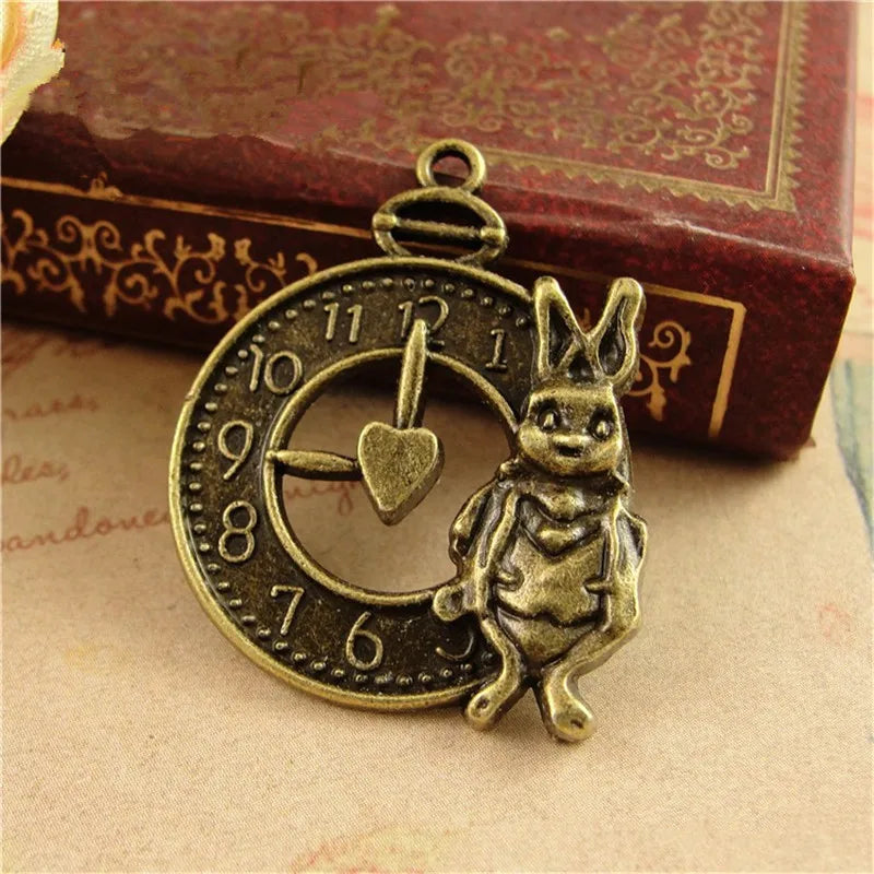 60Pcs Rabbit Clock Charms Cartoon Animal Charms for Key Rings