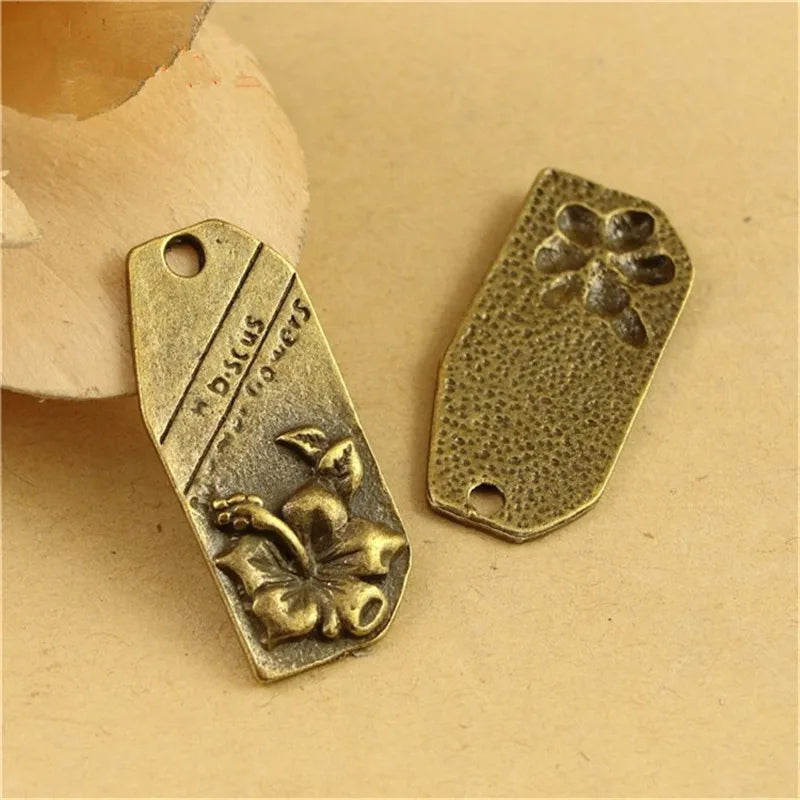 60Pcs Retro Flower Card Charms DIY Jewelry Accessories
