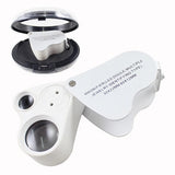 60X 30X LED Magnifier Foldable Glass Lens 2 LED Light Handheld Loupe