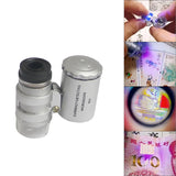 60X Handheld Magnifying Glass Mini Pocket Led UV Jewellers Loupe Microscope